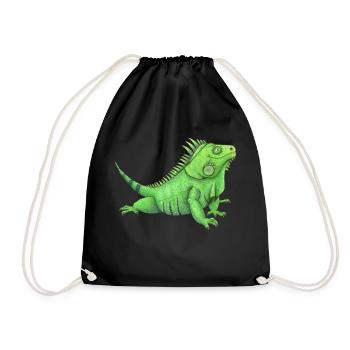 funny iguana - Drawstring Bag - black - Front
