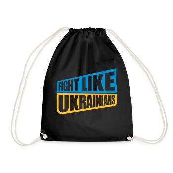 fight like ukrainians quote - Drawstring Bag - black - Front