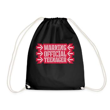 warning official teenage quote - Drawstring Bag - black - Front