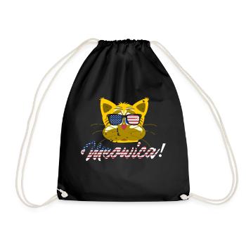 Meowica! T-shirt patriotique américain rétro drôle - Sac de sport léger - noir - Devant