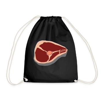 Steak Meat Beef Food and Grilling T-Bone - Drawstring Bag - black - Front