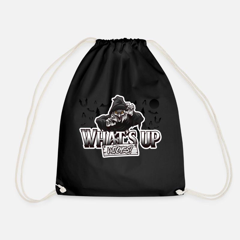 halloween witch with funny saying - Drawstring Bag - black