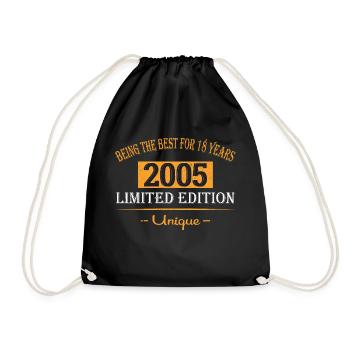 18th birthday Young girls 18 years 2005 funny - Drawstring Bag - black - Front
