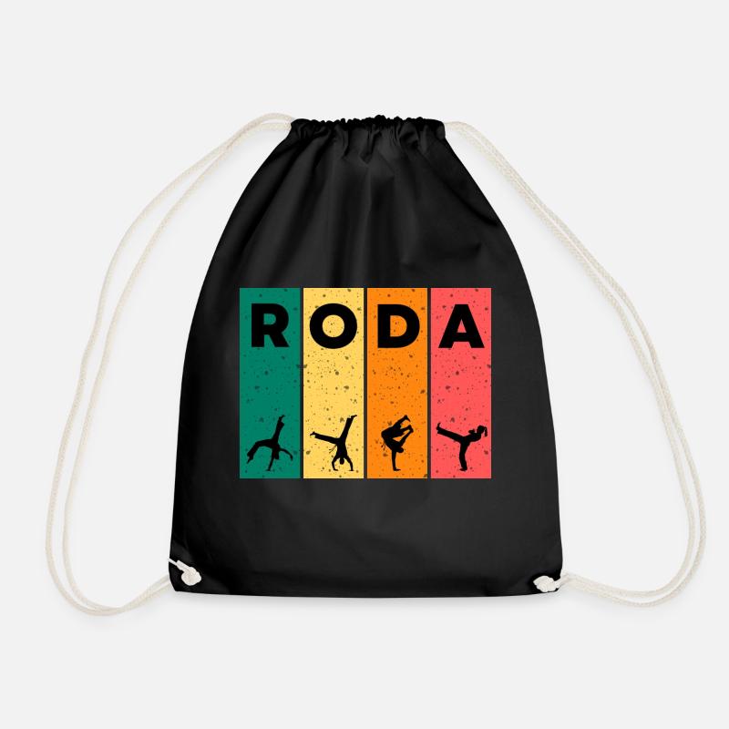 RODA T-Shirt | Capoeira Design - Drawstring Bag - black