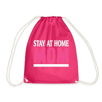 Stay At Home MOM Retro Working MOM T-Shirt - Drawstring Bag - fuchsia - Front