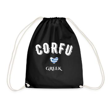 Griechisches Korfu - Turnbeutel - Schwarz - Vorne