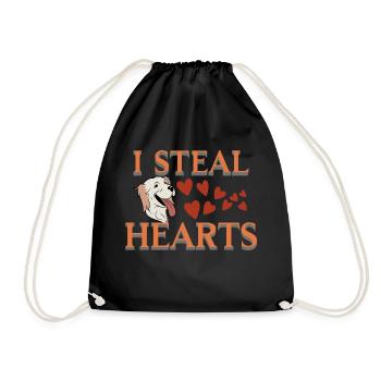 Chien avec cœur - Sweet dog collectionne les cœurs - Sac de sport léger - noir - Devant