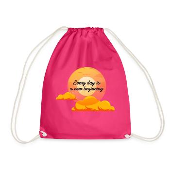 Ein neuer Tag ist aufgehende inspirierende aufgehende Sonne - Turnbeutel - Fuchsia - Vorne