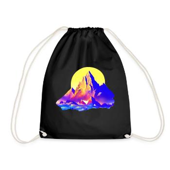 Mountain hiking Hike Mountain hikers Mountains Hiking - Drawstring Bag - black - Front