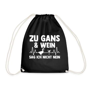 Wein Gans Gänse - Turnbeutel - Schwarz - Vorne