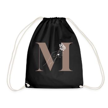 letter m magic butterfly - Drawstring Bag - black - Front