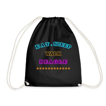 Eat, Sleep, Walk, Beagle - Drawstring Bag - black - Front