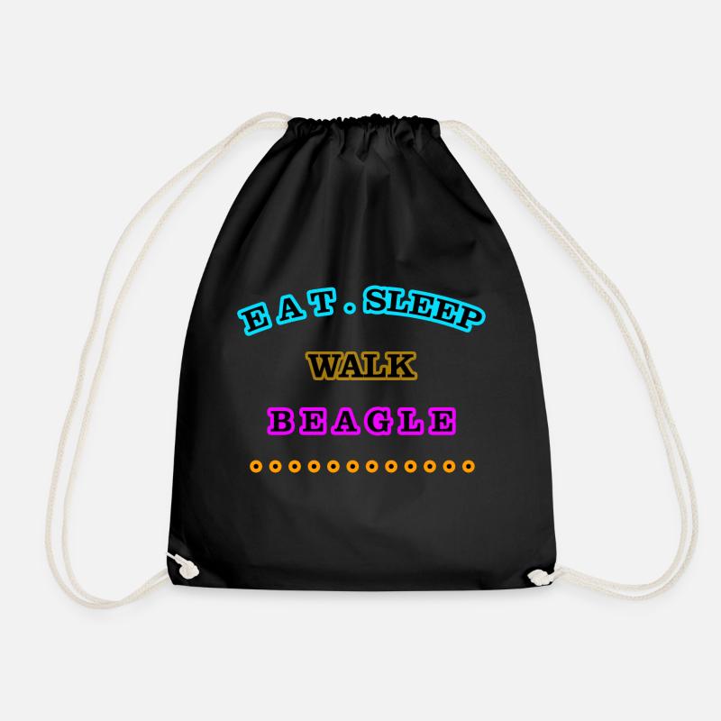 Eat, Sleep, Walk, Beagle - Drawstring Bag - black