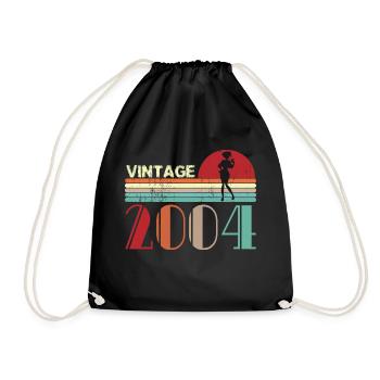 Vintage retro sunset 2004 birthday gift - Drawstring Bag - black - Front