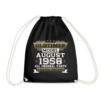 65e anniversaire Homme Oldtimer August Vintage 1958 - Sac de sport léger - noir - Devant