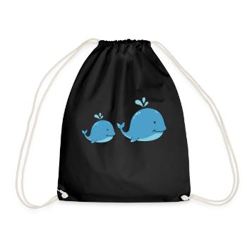 Sweet whales - Drawstring Bag - black - Front