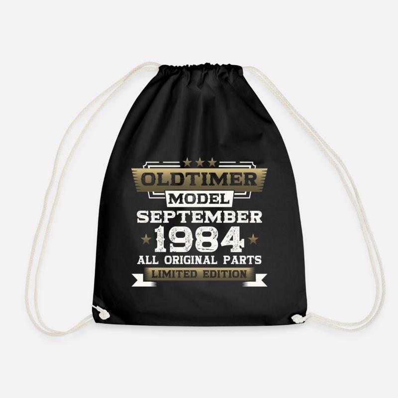 39. Geburtstag Oldtimer September Jahrgang 1984 - Turnbeutel - Schwarz