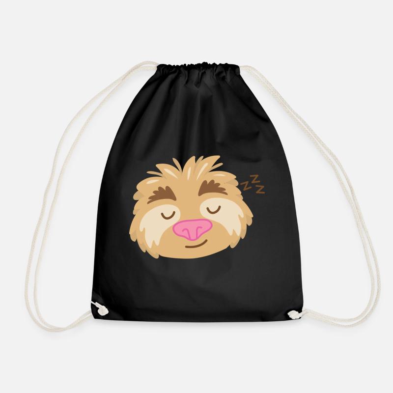 Super cute sleepy sloth face - Drawstring Bag - black