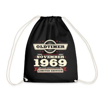 54th Birthday Vintage November Vintage 1969 - Drawstring Bag - black - Front