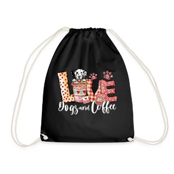 Dalmation Dog Coffee Lover Valentines Day - Drawstring Bag - black - Front