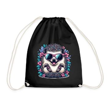 Colorful Hedgehog - Drawstring Bag - black - Front