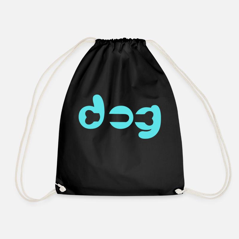 Schriftzug mit Knochen / Hund / Dog / Geschenk - Turnbeutel - Schwarz