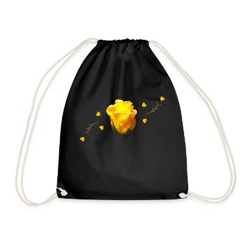 rose yellow rose - Drawstring Bag - black - Front