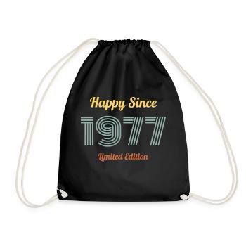 HAPPY SINCE 1977 LIMITED EDITION birthday gift - Drawstring Bag - black - Front
