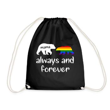Mama Bear Always Cute Gay Pride Ally LGBTQ Month - Drawstring Bag - black - Front