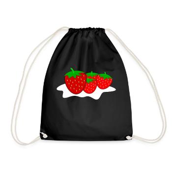 Fraises à la crème fouettée - Sac de sport léger - noir - Devant
