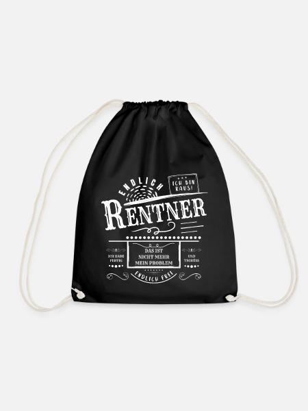 Endlich Rente - Geschenk Ruhestand, Rentner - Turnbeutel - Schwarz