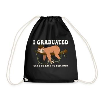 I Graduated Can I Go Back To Bed Now - Lazy Sloth - Drawstring Bag - black - Front