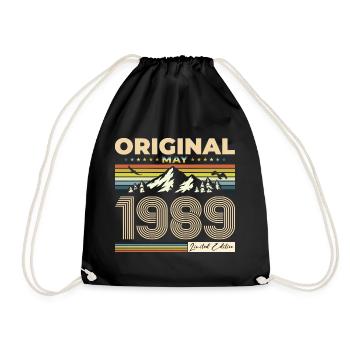 Original 1989 Vintage 1989 35th Birthday 1989 - Drawstring Bag - black - Front