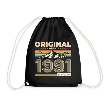 Original May 1991 Vintage 1991 Birthday 1991 - Drawstring Bag - black - Front