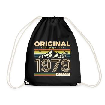 Original 1979 Jahrgang 1979 45. Geburtstag 1979 - Turnbeutel - Schwarz - Vorne