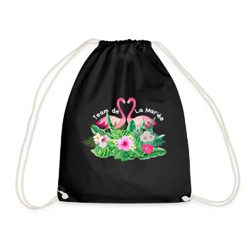 Tropical Flamingo Bridal Team - Drawstring Bag - black - Front