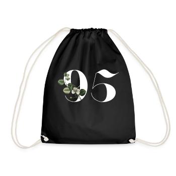 Nummer 95 Blumengrün - 95. Blumengeburtstag - Turnbeutel - Schwarz - Vorne