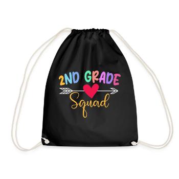 2nd Grade Squad - Teacher Student School - Drawstring Bag - black - Front