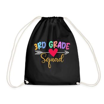 3rd Grade Squad - Teacher Student School - Drawstring Bag - black - Front