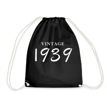 Jahrgang 1939 - Geschenkidee zum Geburtstag - Turnbeutel - Schwarz - Vorne