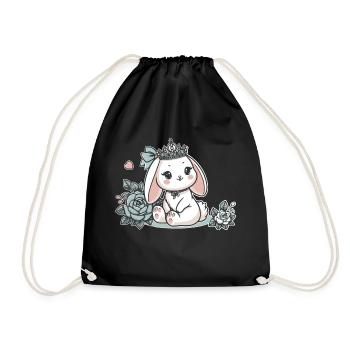 Hase Hasenmädchen Prinzessin - Turnbeutel - Schwarz - Vorne