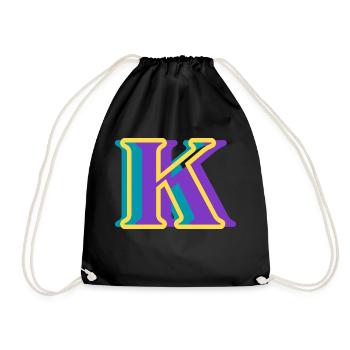 Multicolored letter k - Drawstring Bag - black - Front
