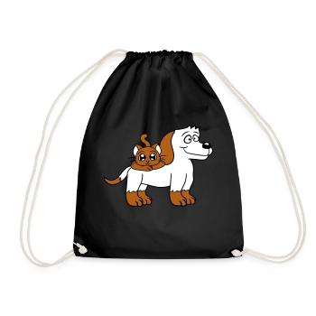 Chien Chat Deux Amis Équipe Chaton 2 Duo Équipage - Sac de sport léger - noir - Devant