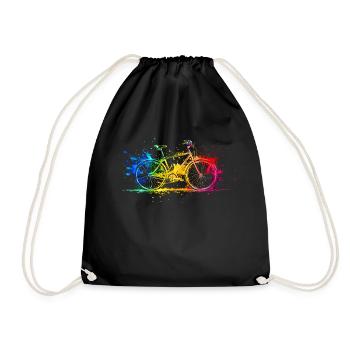 Colorful Bicycle Wheel Cyclist Bicycle Gift - Drawstring Bag - black - Front
