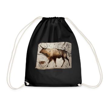 Aurochs primeval cattle cave picture - Drawstring Bag - black - Front