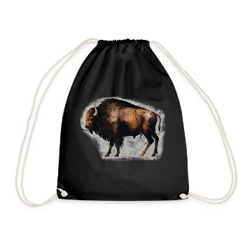 Bison Buffalo Bison Cave Painting - Drawstring Bag - black - Front