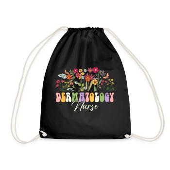 Dermatology Nurse Flowers - Drawstring Bag - black - Front