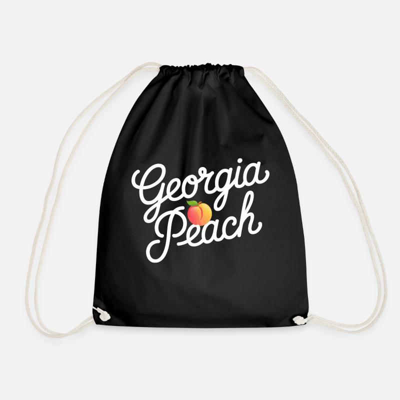 Georgia Peach Script - Drawstring Bag - black