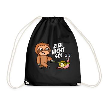 Zieh nicht so Faultier + Schnecke Schwarze Shirts - Turnbeutel - Schwarz - Vorne
