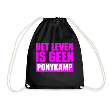 Het leven is geen Ponykamp – funny saying - Drawstring Bag - black - Front